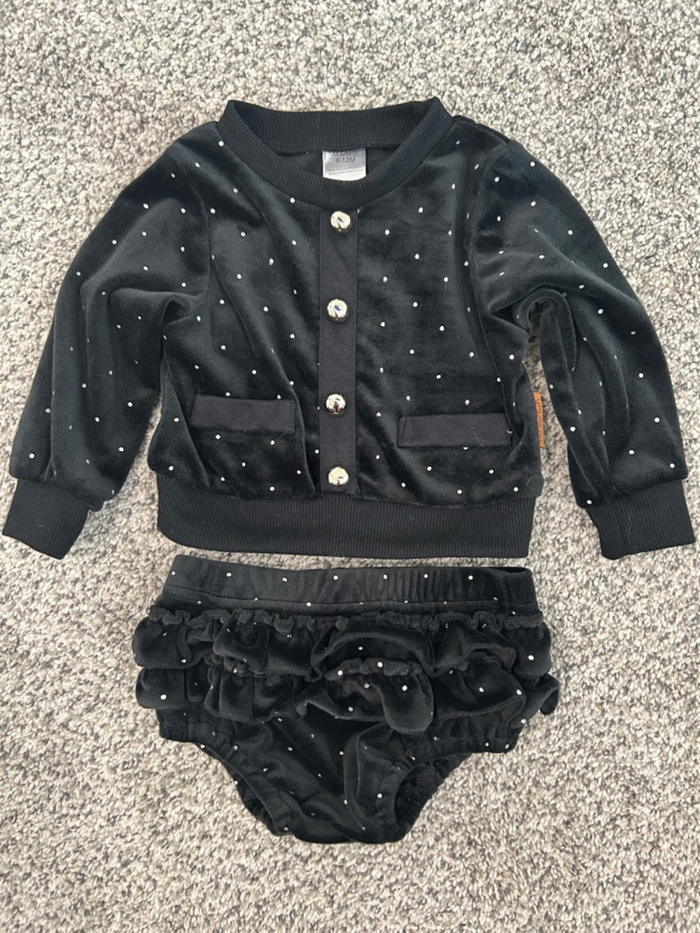 Baby Black Velvet Matching Set